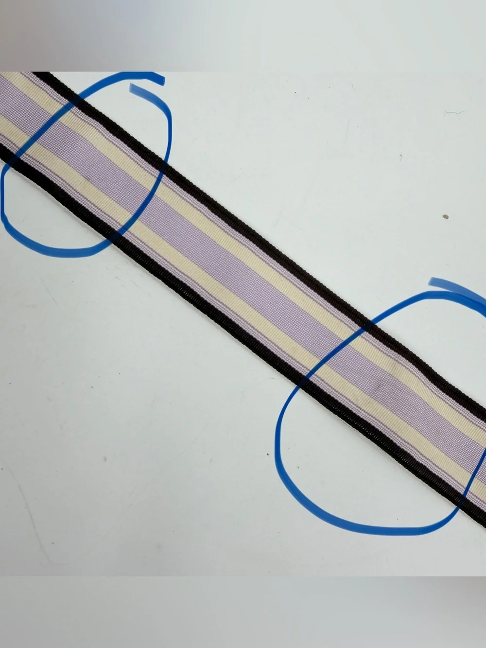 J. Crew Belt Womens S/M Grosgrain Ribbon D-Ring Bambo Purple Striped READ - Picture 5 of 9